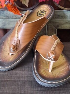 Women’s Braided Tan Toe-Post Sandals - Comfortable Slip-Ons
